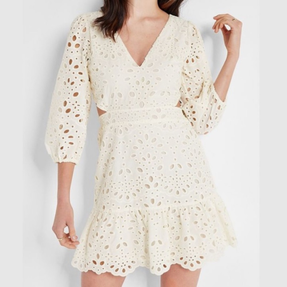 NWT Express ivory eyelet dress